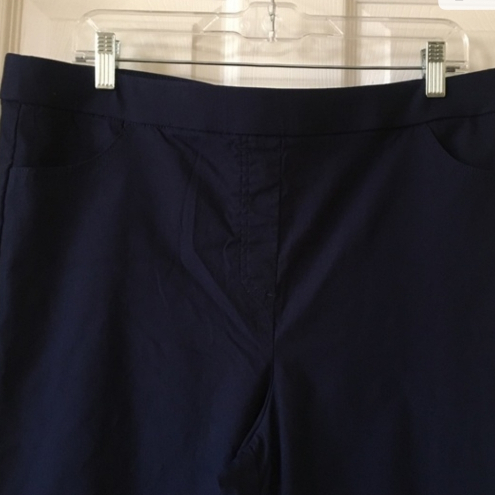 Alfred Dunner Navy Pants Size 16 Women's Flat Front Pull On Elastic Waist Blue - Picture 5 of 8